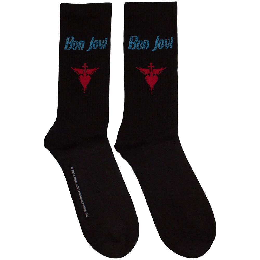 Bon Jovi - Dagger Heart Blue Logo Chaussettes - Noir